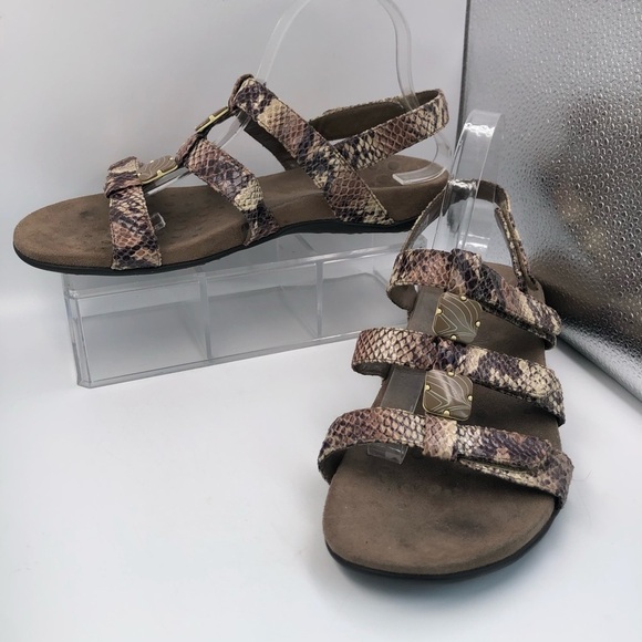 Vionic Amber Sandals Sz 10 M Natural Snake Velcro - Picture 7 of 16